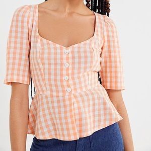 Women's Urban Outfitters Penrose Linen Button-front Peplum Top - US M